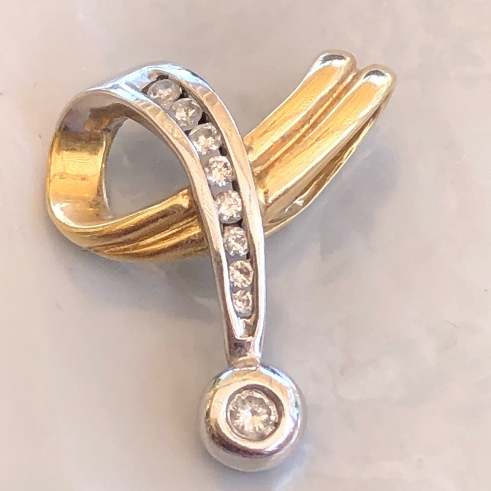 14K Two Tone Diamond Slide Pendant